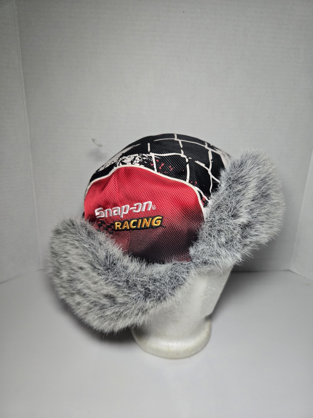 Snap-on Racing Faux Fur Trapper Hat - Red & Black